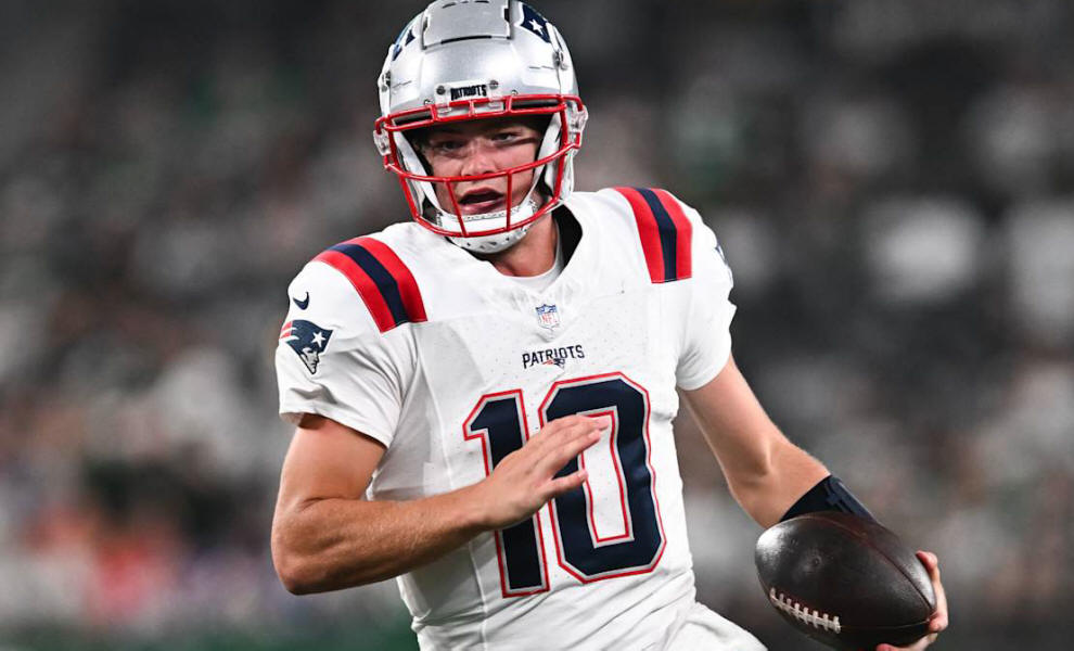 Patriots first-round QB Drake Maye makes debut late in blowout vs. Jets